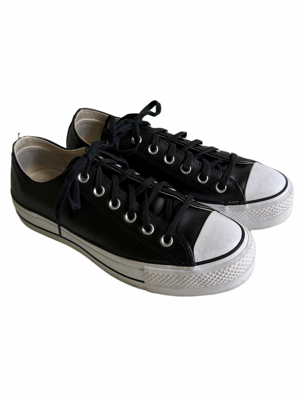 Converse Chuck Taylor All-Star Lift Platform Black Leather Low-top Sneakers Sz 9